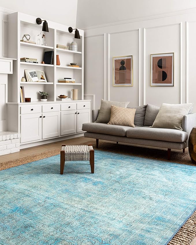 Loloi Loren Collection LQ-08 Aqua 2'-6" x 7'-6" Runner Rug