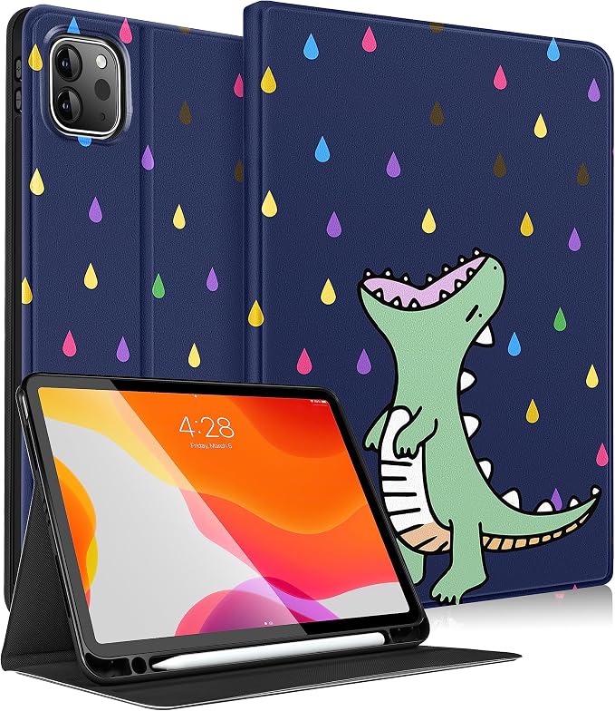 Uppuppy for iPad Pro 12.9 Case Kids Folio PU Leather Cover with Apple Pencil Holder Auto Sleep/Wake Adjustable Angles for iPad Pro 12.9 6th/5th/4th/3rd Gen Sun Moon Black