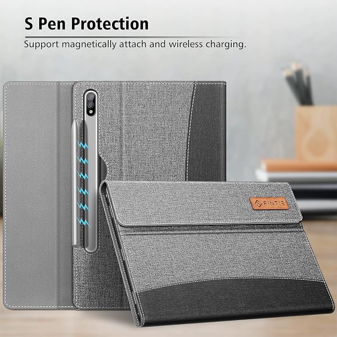 Fintie Portfolio Case for Samsung Galaxy Tab S8/Tab S7 11 Inch | Multiple Angles Business Cover with Pocket Built-in S Pen Holder Auto Sleep/Wake Dreamy Marble