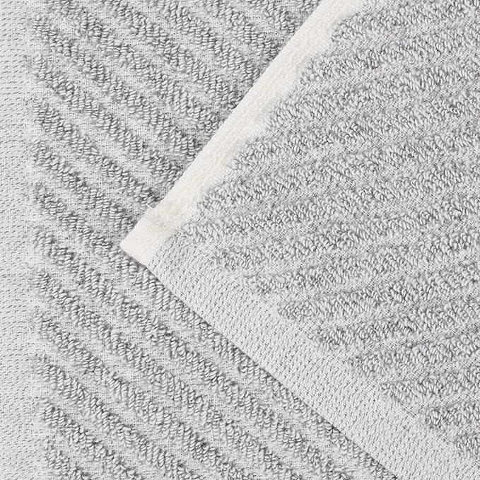Superior Amelia Viscose Cotton Blend Medium Weight Towels, for Bathroom, Shower, Spa, Plush, Quick Dry, Ultra-Soft Towels, Bath Essentials, Ribbed Design, 9 Piece Assorted Towel Set, Platinum