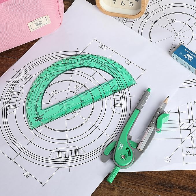 Mr. Pen- Compass and Protractor Set, Math Compass for Geometry and Drawing