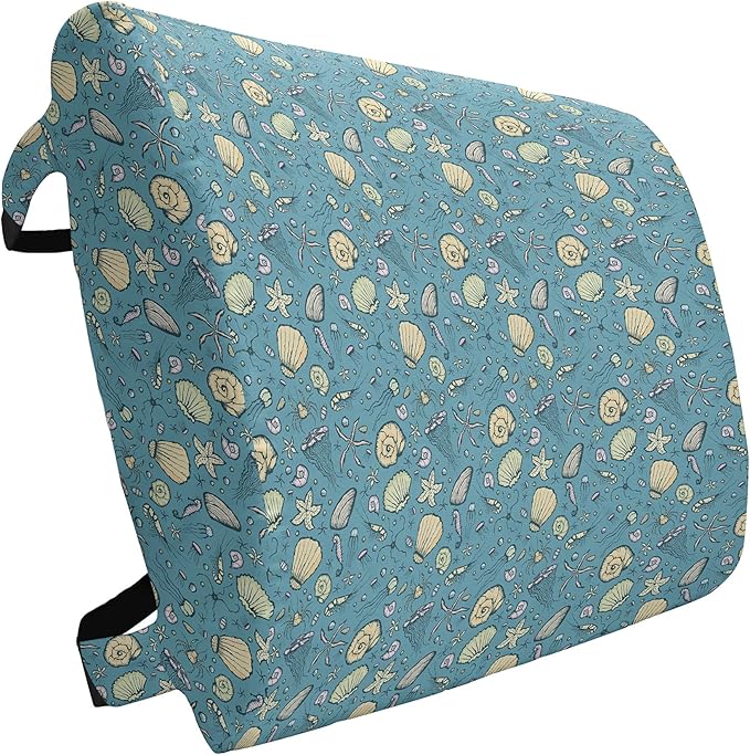 Ambesonne Under The Sea Lumbar Back Support Pillow, Summer Beach Theme with Hand-Drawn Clams Nautilus Jellyfish Shrimp Shapes, High Density Foam for Office Chairs Car Seats, 14" x 13", Cadet Blue