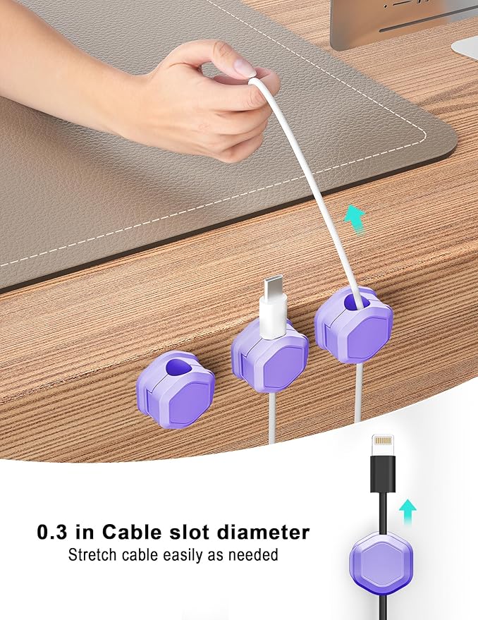 Cord Organizer - Cord Holder for Nightstand - Cable Clips - Cord Holder, Magnetic Cord Organizer, for Desk, Nightstand, Phone Charger, Computer, Home, Office, Car