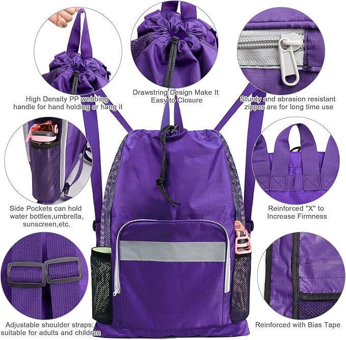 BeeGreen Drawstring Backpack for Men Women Athletic Gym Sports Workout Beach Swim …