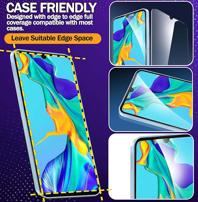 RKINC Screen Protector [2-Pack] for Samsung Galaxy A14 [Automatic Installation] Tempered Glass HD [10X Military Grade Protection] Scratch-Resistant Shatter-Proof