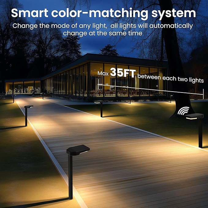 Solar Pathway Lights Outdoor, Smart Color Changing with 9-in-1 (Warm White/Cool White/RGBCW) Modes,Bright Landscape Lighting Waterproof for Walkway,Garden,Driveway,Yard,Patio(2pack)