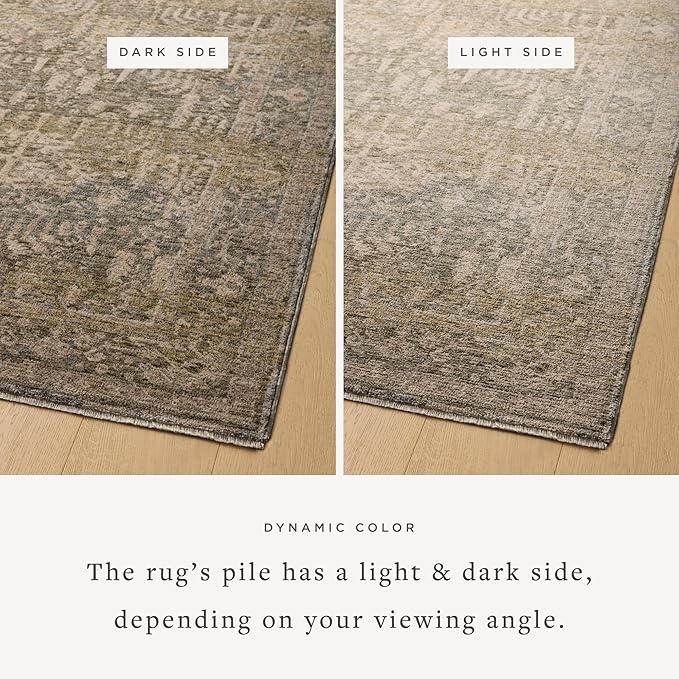 Loloi Magnolia Home by Joanna Gaines Junie Collection JUE-02 Moss/Natural 2'-0" x 3'-0", .38" Pile Height, Accent Rug