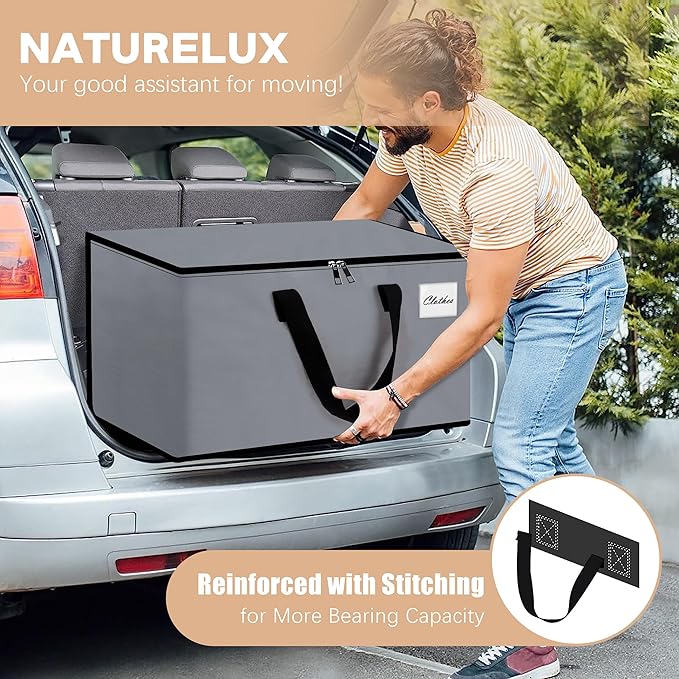 Heavy Duty Moving Bags - Extra Large Packing Bags and Storage Totes, Collapsible and Foldable Option for Moving and Storage, Grey, 93 L - 12 Pack