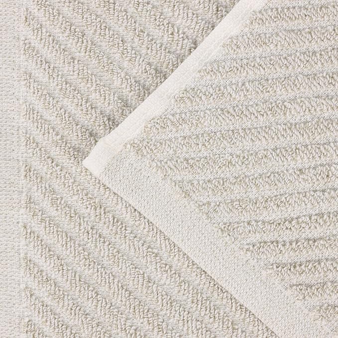 Superior Amelia Viscose Cotton Blend Medium Weight Towels, for Bathroom, Shower, Spa, Plush, Quick Dry, Ultra-Soft Towels, Bath Essentials, Ribbed Design, 9 Piece Assorted Towel Set, Beige