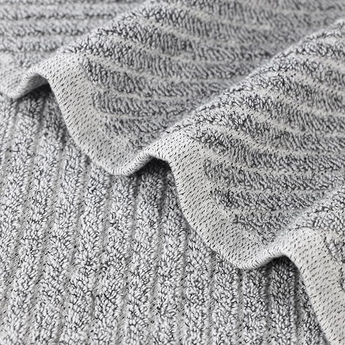 Superior Amelia Viscose Cotton Blend Medium Weight Towels, for Bathroom, Shower, Spa, Plush, Quick Dry, Ultra-Soft Towels, Bath Essentials, Ribbed Design, 6 Piece Assorted Towel Set, Charcoal