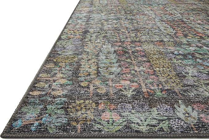 Loloi Rifle Paper Co. Maison Collection MAO-07 Charcoal 5'-0" x 5'-0" Round, .19" Pile Height, Accent Rug