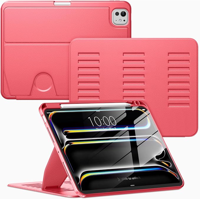 VIKESI Case for iPad Pro 11 inch (M5/M4) 2025/2024Multiple Angles Magnetic Stand CoverShockproof BackPencil Holderand Auto Sleep/WakeBlack