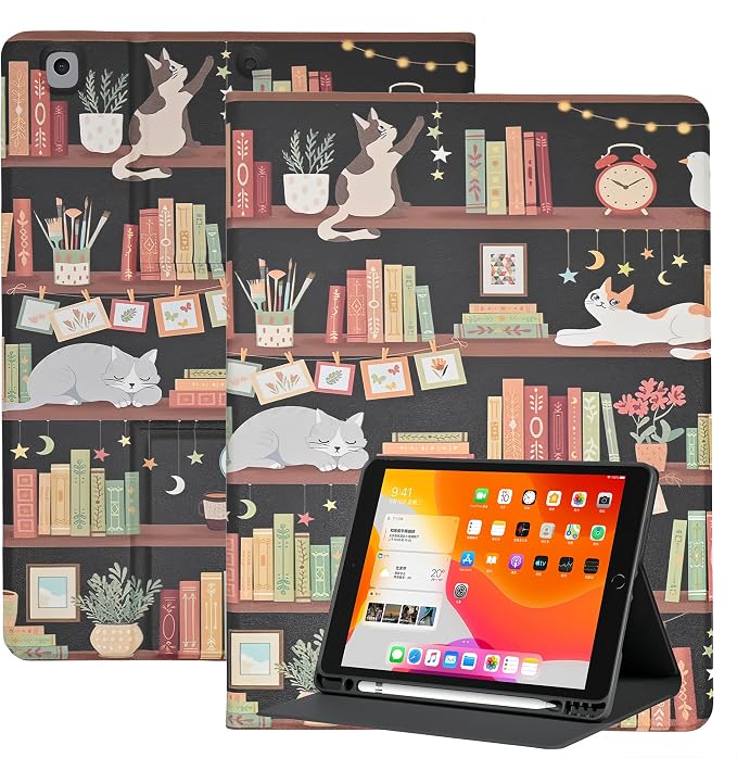 Case for iPad 9th / 8th / 7th Generation (2021/2020/2019) 10.2 Inch PU Leather Slim Folding Stand Shell Protective TPU Cover with Auto Wake/Sleep Sunflower African American Women