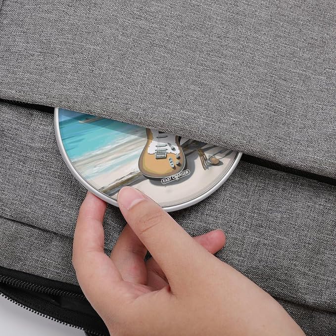 Guitar on The Beach Wireless Charger Fast Charging Pad | Anti-Slip Qi Certified Wireless Charging Pad for All Phones with Wireless Charging Function for Home Office Travel