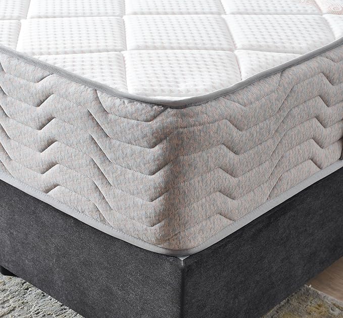 Ottomanson Queen 12” Hybrid Mattress - Rock Salt Infused Quilted Cover - Made in USA - Medium-Firm Support - Individually Pocketed Coils & CertiPUR-US Foam - Fiberglass-Free - Bed in a Box