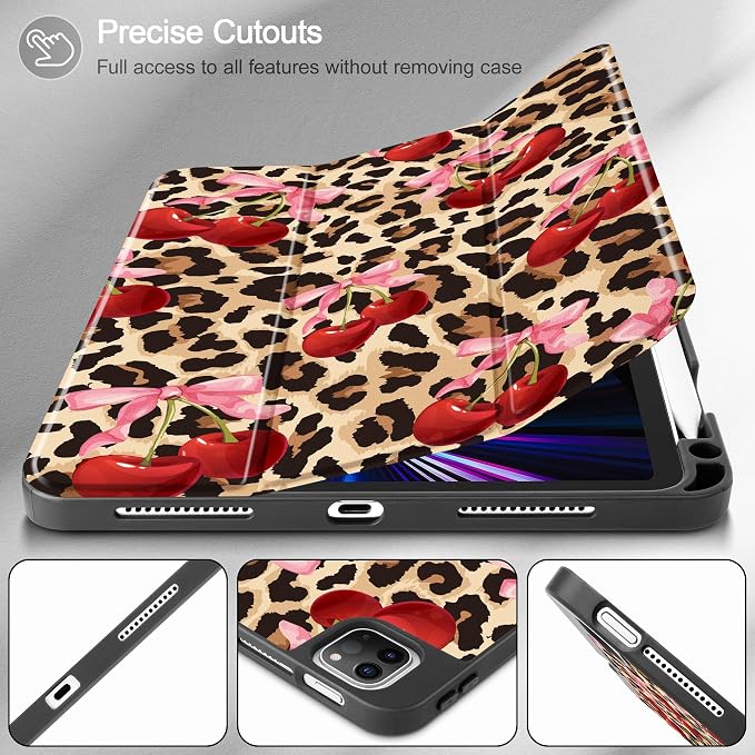 May Chen Case for iPad Pro 11 inch (4th 3rd 2nd &amp 1st Gen) 2022 2021 2020 2018 Trifold Stand + Pencil Holder + Auto Wake/Sleep + Soft TPU Protective Stand Back Cover Abstract Floral
