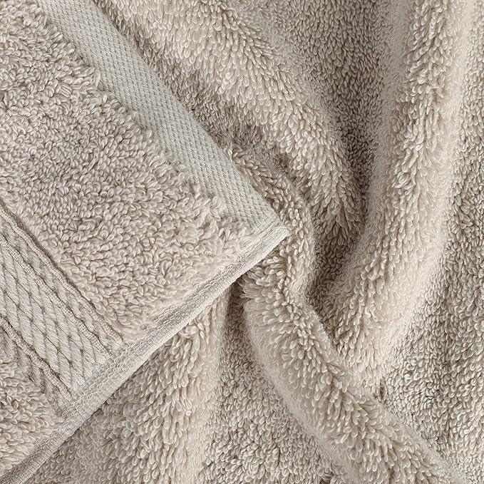 Superior Egyptian Cotton Pile Bath Sheet Set of 2, Ultra Soft Luxury Towels, Thick Plush Essentials, Absorbent Heavyweight, Guest Bath, Hotel, Spa, Home Bathroom, Shower Basics, Stone