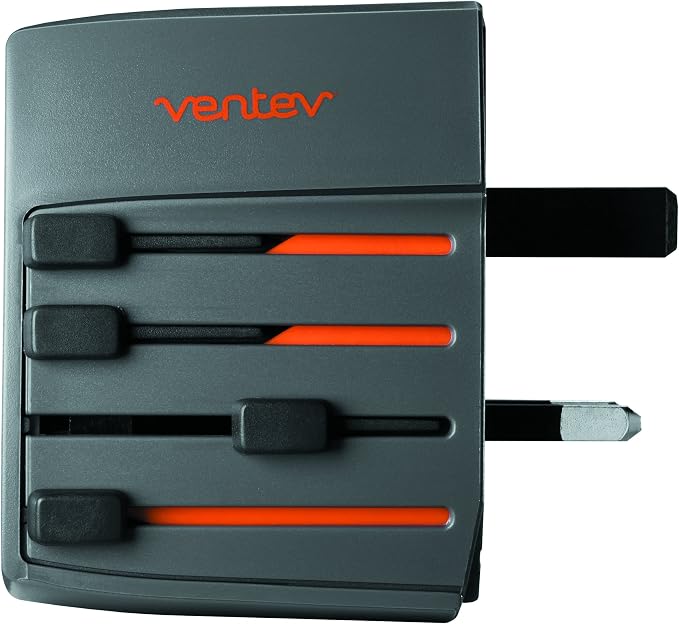 Ventev Global Charginghub 300 | Simultaneously Charge Two USB Devices Two Prong Travel Adapter works in 150+ Countries Accommodates U.S. Three Prong Devices Rapid Rate Charging Any Single Device
