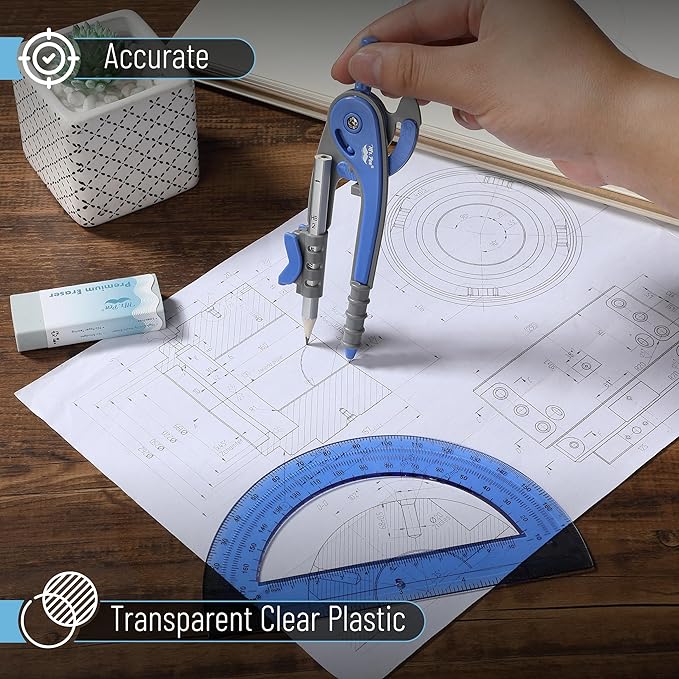 Mr. Pen- Compass and Protractor Set, Math Compass for Geometry and Drawing