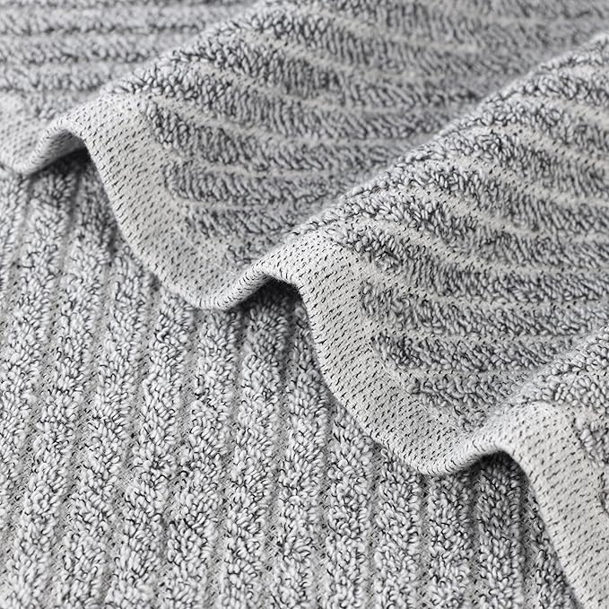Superior Amelia Viscose Cotton Blend Medium Weight Towels, for Kitchen, Bathroom, Shower, Spa, Plush, Quick Dry, Soft Towels, Bath Essentials, Ribbed Design, Absorbent Hand Towels, Set of 6, Charcoal