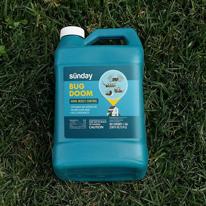 Sunday Bug Doom - Home Insect Spray - Outdoor Insect Repellent - Botanically Derived Formula - 1 Gallon Bottle & Wand Sprayer