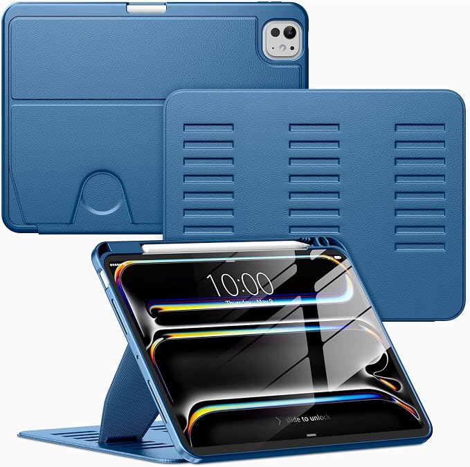 VIKESI Case for iPad Pro 11 inch (M5/M4) 2025/2024Multiple Angles Magnetic Stand CoverShockproof BackPencil Holderand Auto Sleep/WakeBlack