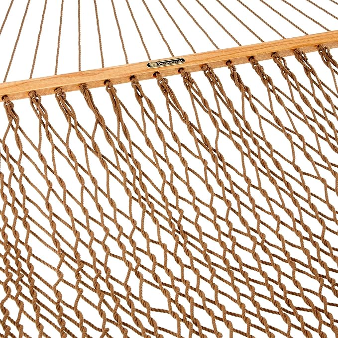 Original Pawleys Island 15DCAB Presidential Antique Brown Duracord Rope Hammock w/Extension Chains & Tree Hooks, Handcrafted in The USA, Accommodates 2 People, 450 LB Weight Capacity, 13 ft. x 65 in.