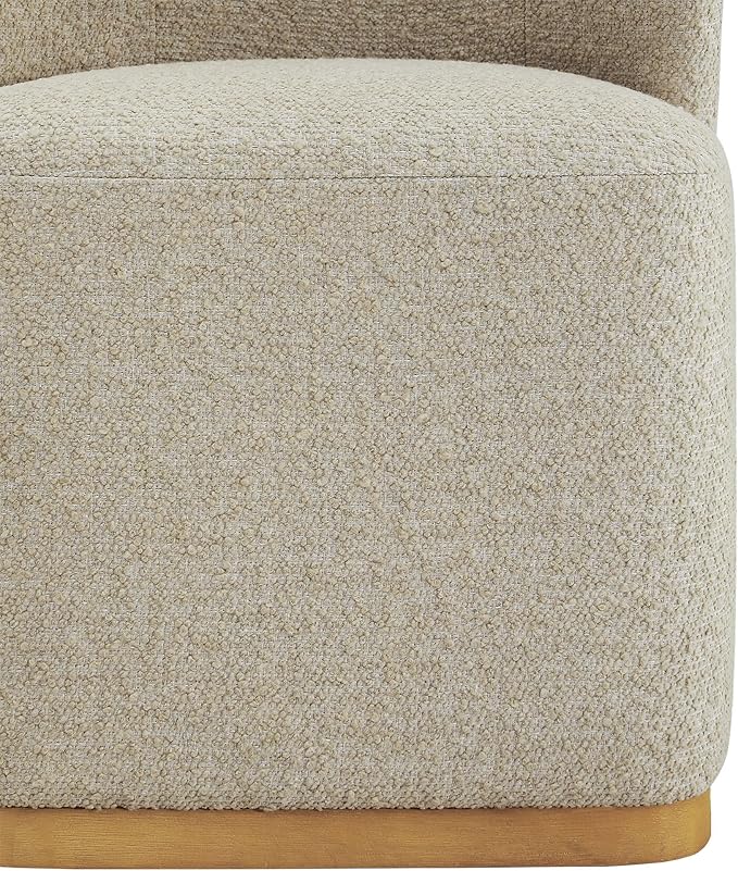 CHITA Upholstered Rolling Dining Chair on Casters Set of 4, FSC Certified Modern Curve Back Dining Chair with Casters, Boucle Dining Chairs for Reading Room Waiting Room Kitchen Dining Room, Oatmeal