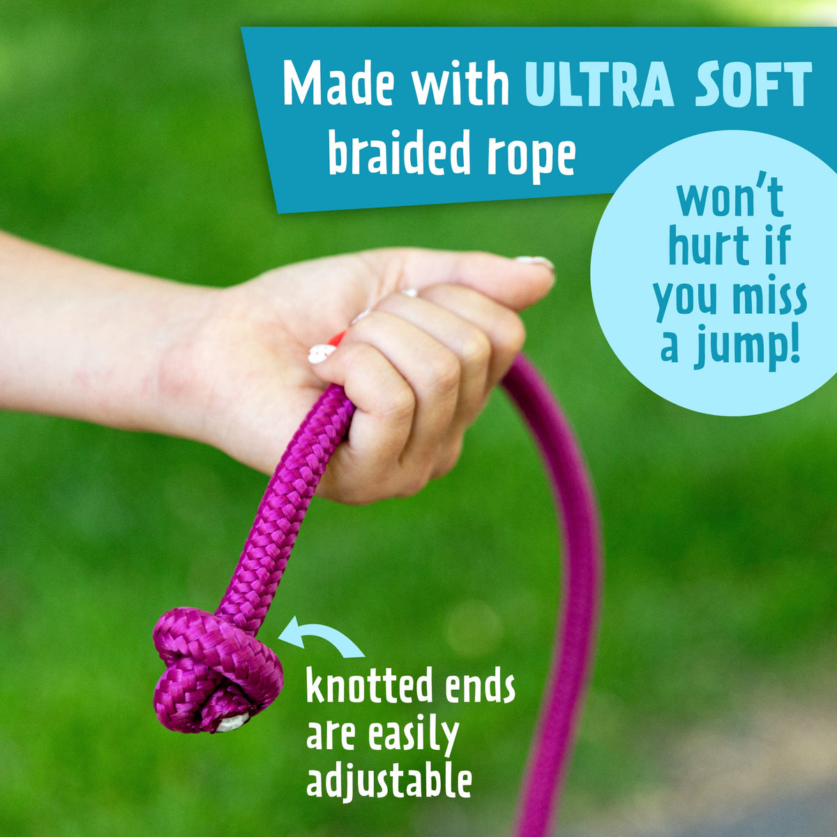 Just Jump It 16' Foot Single Jump Rope - Active Outdoor Youth Fitness - Double Dutch Length - Raspberry Confetti