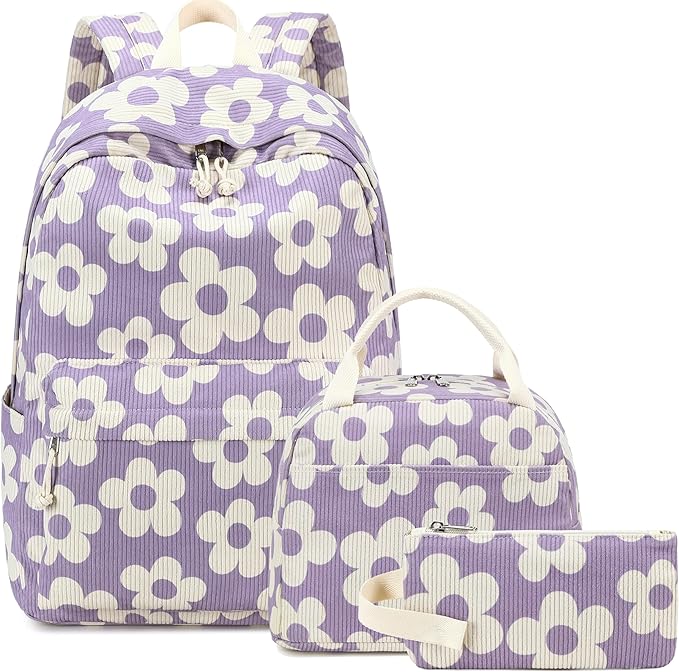 Bluboon School Backpack Set Girls Womens Laptop Bookbag Casual Daypack Fits 15 inch Laptop with Lunch Tote Bag and Pencil Bag