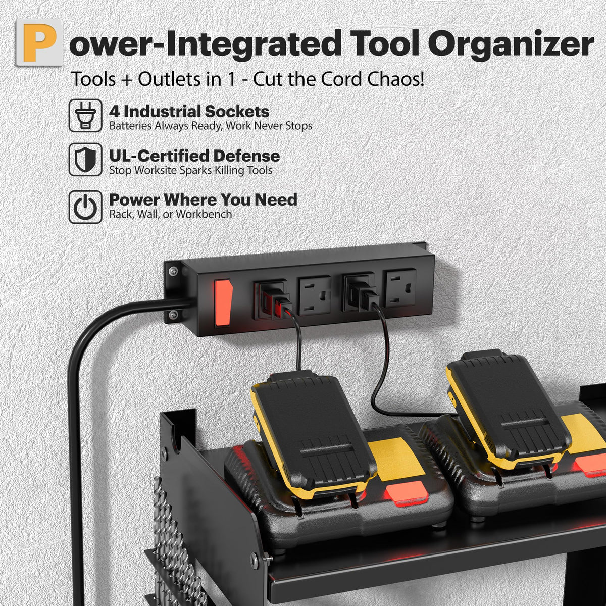 Spampur Power Tool Organizer Wall Mount with Charging Station