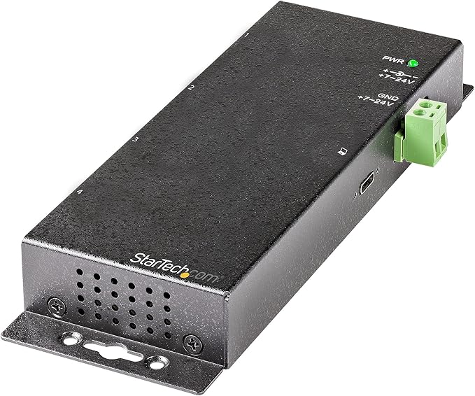 StarTech.com 4 Port USB C Hub 10Gbps - Metal Industrial USB-C Hub - 2X USB-C & 2X USB-A - ESD Surge Protection - USB-C or USB-A Host - Self-Powered Mountable USB 3.2 Gen 2 Type-C Hub, TAA