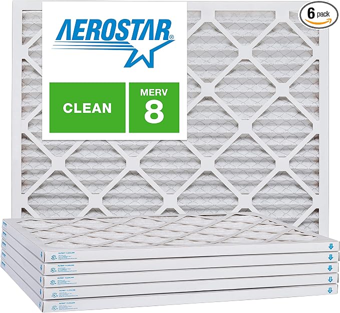 Aerostar 10x24x1 MERV 8, Pleated Air Filter, Box of 6, Made in the USA