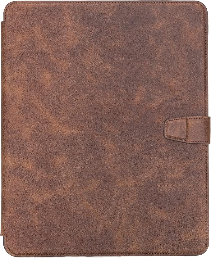 Genuine Leather Handmade iPad 10.2 Magnetic Closure Case with Separeted Compartments and Card Slots for Women &amp Men (8th Gen 2020) (7th Gen 2019) (Black)