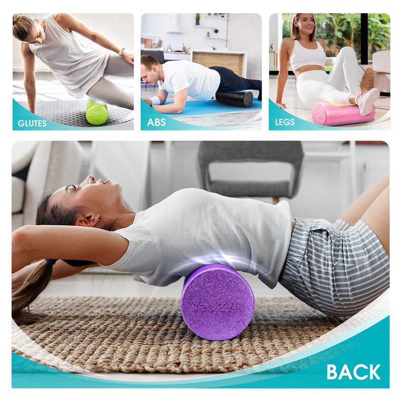 Yes4All High-Density EPP Round Back Roller Foam, Exercise Foam Roller for Yoga, & Pilates, Multiple Sizes and Colours, Turquoise - 18 inches