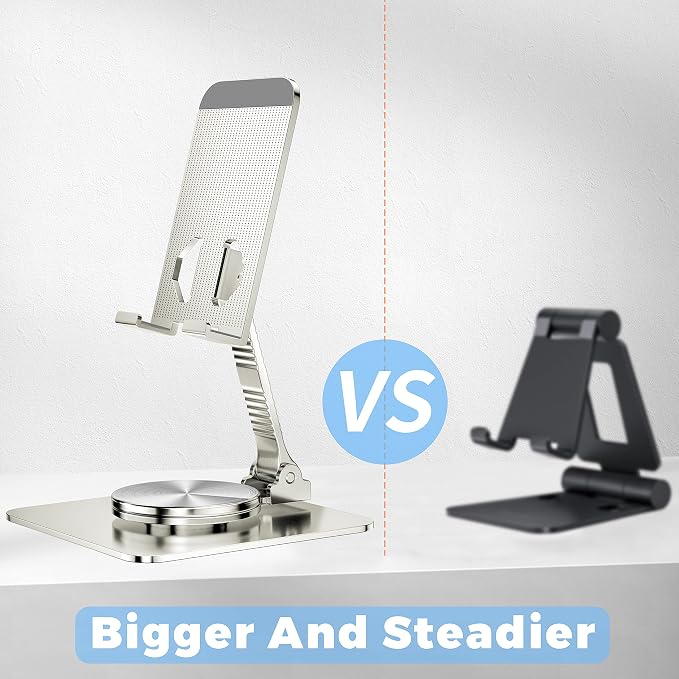 360 Rotatable Foldable Phone Stand for DeskFully Adjustable Desktop Phone Holder Cradle Dock Compatible with iPhone 17 16 15 14 13 12 11 Pro MaxTabletsAll Phones(Black)