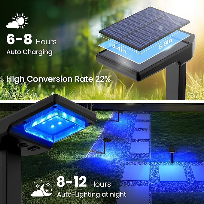 Solar Pathway Lights Outdoor, Smart Color Changing with 9-in-1 (Warm White/Cool White/RGBCW) Modes,Bright Landscape Lighting Waterproof for Walkway,Garden,Driveway,Yard,Patio(4pack)