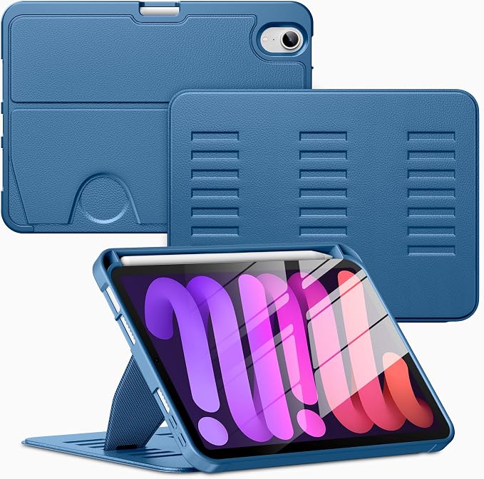 VIKESI Case for iPad mini 7 (A17 Pro) and iPad mini 6Multiple Angles Magnetic Stand CoverShockproof Soft BackPencil Holderand Auto Sleep/WakeBlack