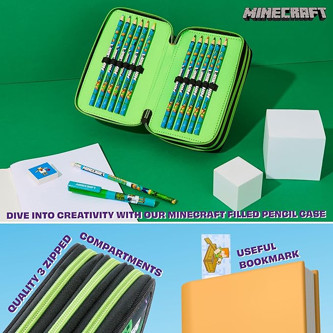 Minecraft Kids Pencil Case Stationery Pens Colored Pencils Notebook School Supplies Gamer Gifts for Boys