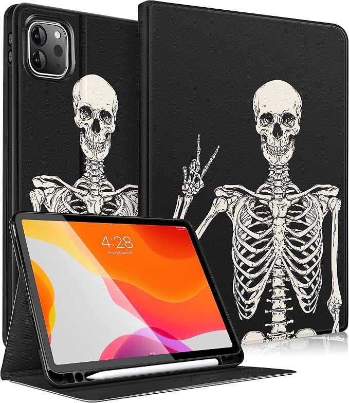 Uppuppy for iPad Pro 12.9 Case Kids Folio PU Leather Cover with Apple Pencil Holder Auto Sleep/Wake Adjustable Angles for iPad Pro 12.9 6th/5th/4th/3rd Gen Sun Moon Black