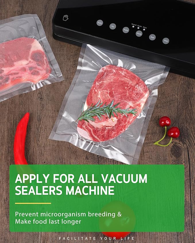 Syntus Vacuum Sealer Bags, 10 Pack 5 Roll 11" x 20' and 5 Roll 8" x 20' Commercial Grade BPA Free Bag Rolls, Food Vac Bags for Storage, Meal Prep or Sous Vide