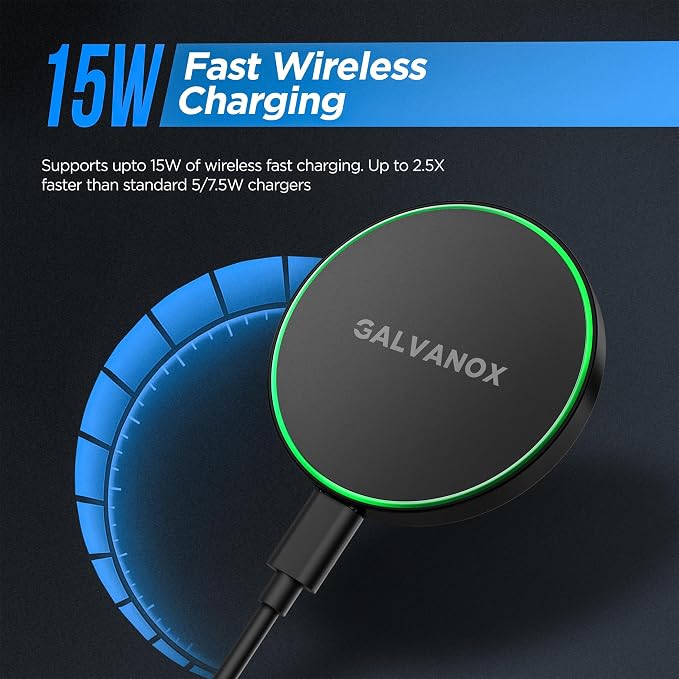Galvanox Magnetic Wireless Charger for Samsung [Ultra-Slim] Fast Charging for Galaxy S26 Ultra S25 S24 Plus and Android Devices USB Type-C (10Ft)