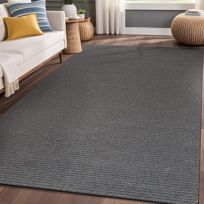 Non Slip Gray Solid Rubber Back Thing Rug for Living Room 3x5 Area Rugs for Kitchen, Rugs for Bedroom, Stain Resistant Easy Cleaning Non Shedding Carpet Gray 3 x 5