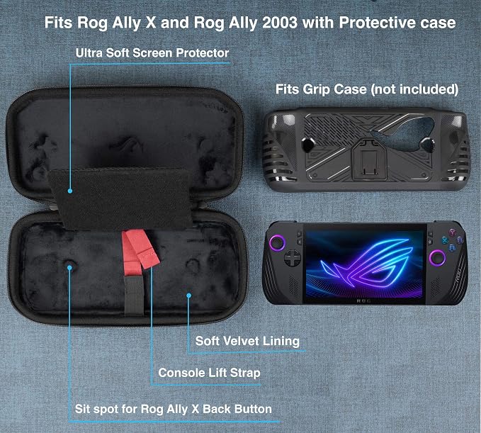 ButterFox Slim Carrying Case Bag for ASUS Rog Ally X (Black/Blue)