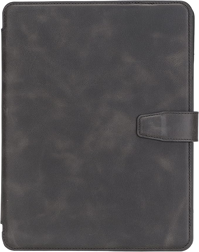 Genuine Leather Handmade iPad 10.2 Magnetic Closure Case with Separeted Compartments and Card Slots for Women &amp Men (8th Gen 2020) (7th Gen 2019) (Black)