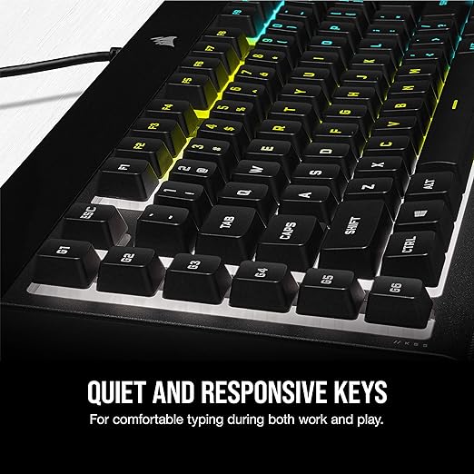 Corsair K55 RGB PRO Membrane Wired Gaming Keyboard – IP42 Dust and Spill-Resistant – 6 Macro Keys with Elgato Integration – iCUE Compatible – QWERTY NA – PC, Mac, Xbox – Black