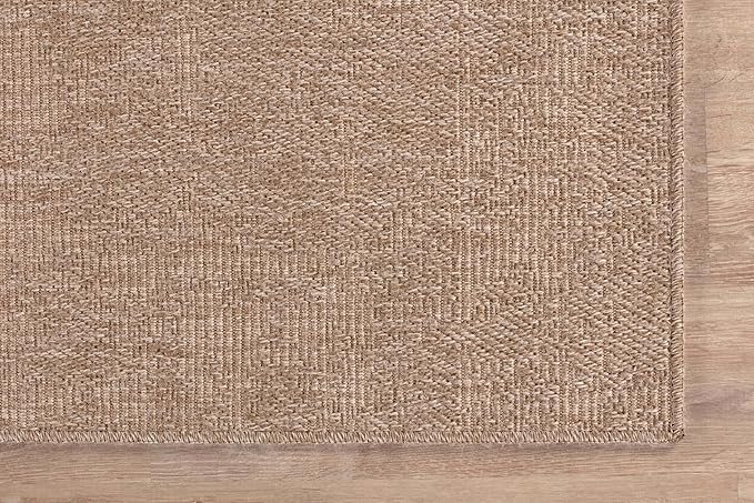 CAMILSON Easy Jute Rug 5x7, Indoor Outdoor Natural Color Fiber Area Rugs for Living Room Patio and Kitchen Rug, Solid Boho Woven Design, Easy-Cleaning, Washable Outside Carpet Alfombras (5 x 7)