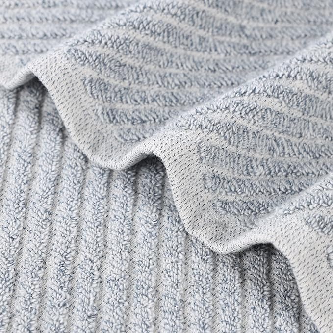 Superior Amelia Viscose Cotton Blend Medium Weight Towels, for Bathroom, Shower, Spa, Plush, Quick Dry, Ultra-Soft Towels, Bath Essentials, Ribbed Design, 9 Piece Assorted Towel Set, Denim Blue