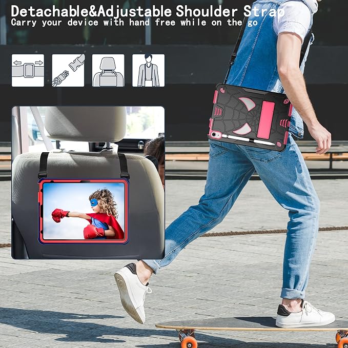 Dteck for iPad Air 3rd Gen (2019) / iPad Pro (2017) Case 10.5 Shockproof Protective Case with Kickstand Hard Plastic Shell 3-Layer Protection Drop Proof Sturdy Rugged Tablet Cover (Aqua+Rose)