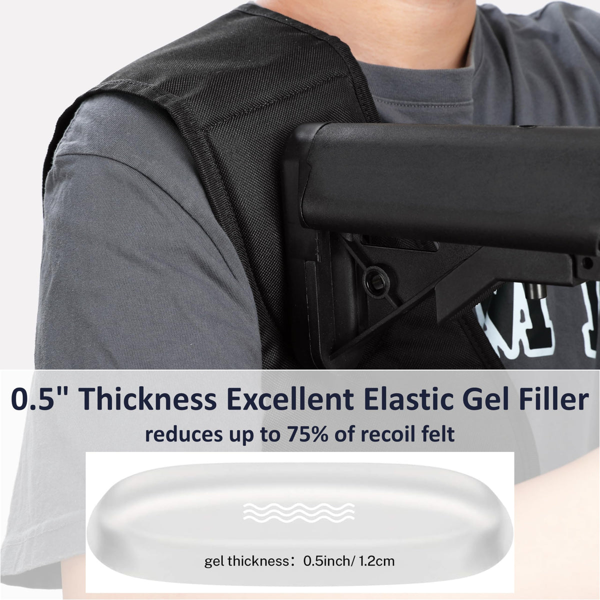 MOZETO Gel Filled Recoil Shields with Adjustable Fit, Solid Fit and Padding for Range, Shooting, and Hunting